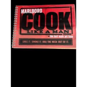 Vintage Marlboro Cook Like A Man Cookbook Spiral Bound BBQ Grilling Recipes Red